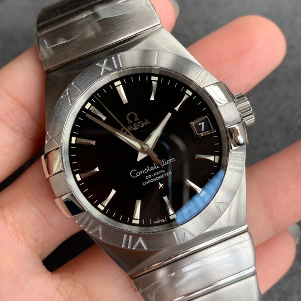 VS Factory Omega Constellation 38mm Black Sunburst Dial Steel Bezel Stainless Steel Bracelet (123.10.38.21.01.001) 1:1 Super Clone – DD8500 Movement