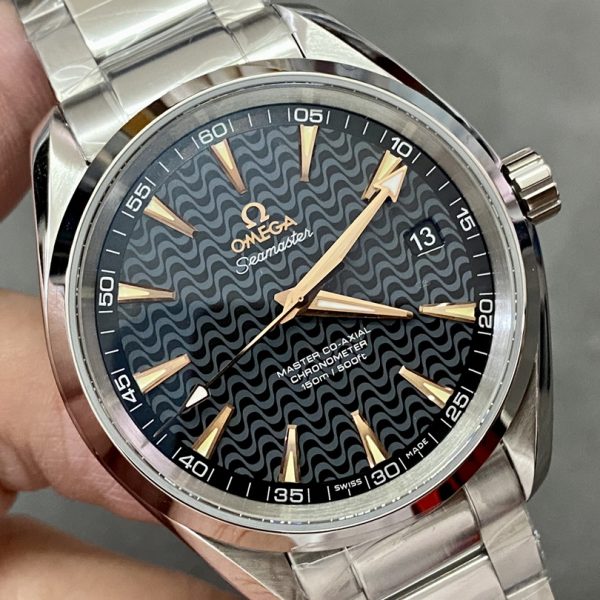 VS Factory Omega Seamaster Aqua Terra 150M 41.5mm Black Wave Dial 18K Rose Gold Hands Stainless Steel Bracelet (231.10.42.21.01.006) 1:1 Super Clone – DD8500 Movement