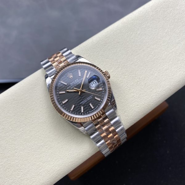 VS Factory Rolex Datejust 36mm Slate Grey Fluted Motif Dial Fluted Bezel Two-Tone Rose Gold Jubilee Bracelet (126231) 1:1 Super Clone – DD3235 Movement