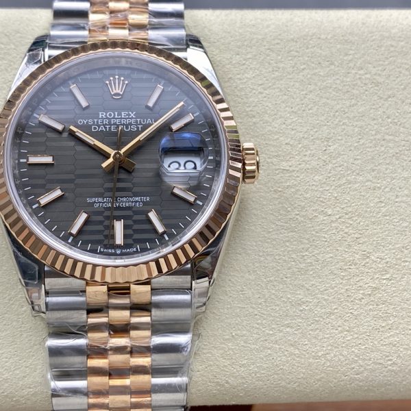 Side profile view of the VSF GMT-Master II case showing polished mid-case flanks and the Triplock winding crown