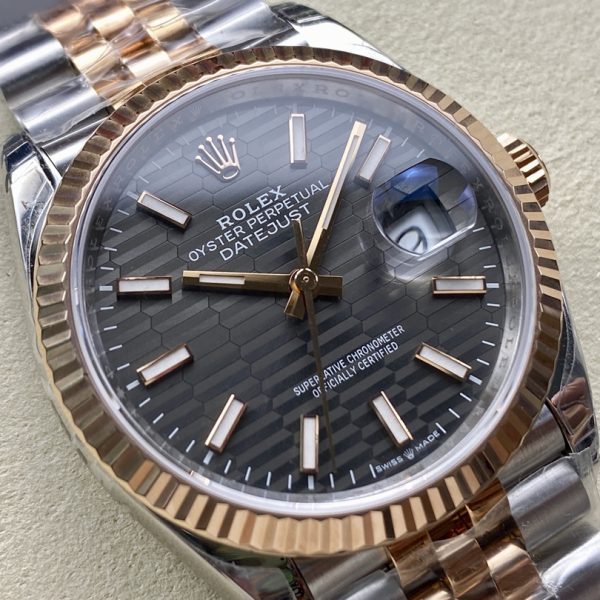 VS Factory Rolex Datejust 36mm Slate Grey Fluted Motif Dial Fluted Bezel Two-Tone Rose Gold Jubilee Bracelet (126231) 1:1 Super Clone – DD3235 Movement