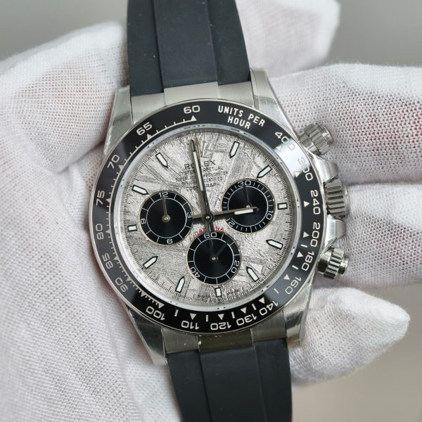 VS Factory Rolex Daytona 40mm White Gold Meteorite Dial Rubber Strap (126519LN) 1:1 Super Clone – DD4131 Movement