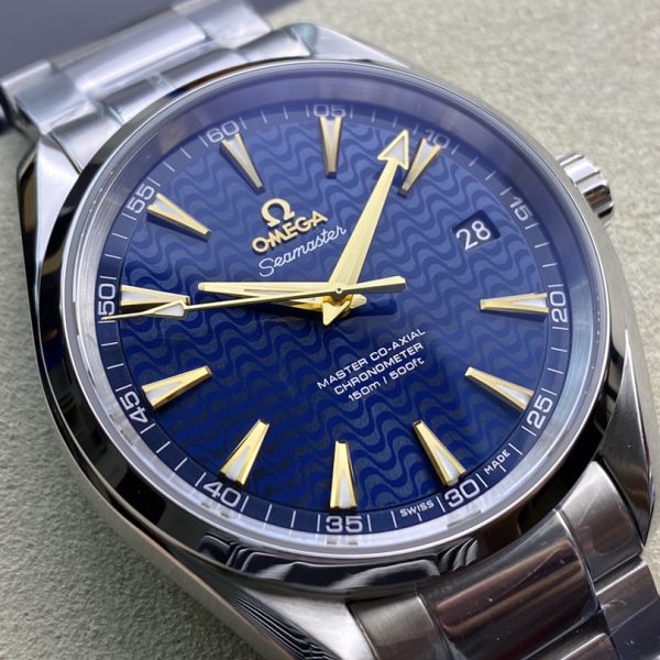 VS Factory Omega Seamaster Aqua Terra 150M 41.5mm Blue Wave Dial 18K Yellow Gold Hands Stainless Steel Bracelet (231.10.42.21.03.006) 1:1 Super Clone – DD8500 Movement