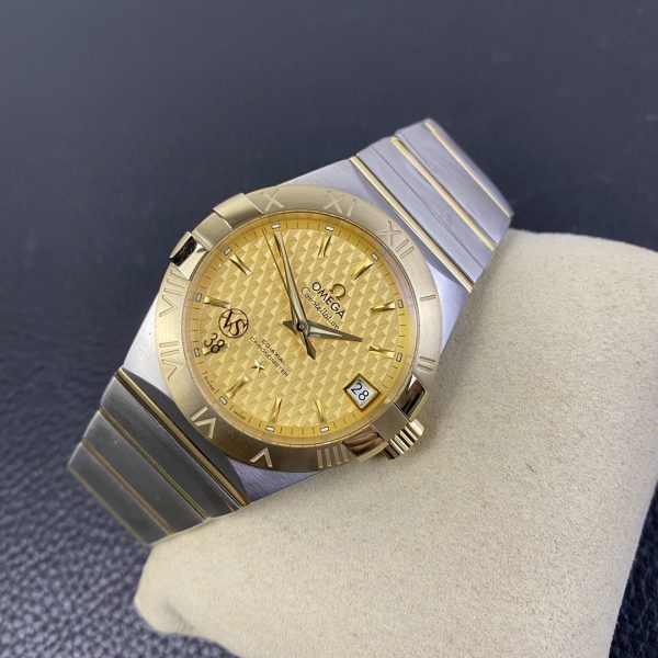 VS Factory Omega Constellation 38mm Two-Tone Yellow Gold Textured Dial (123.20.38.21.08.001) 1:1 Super Clone – DD8500 Movement