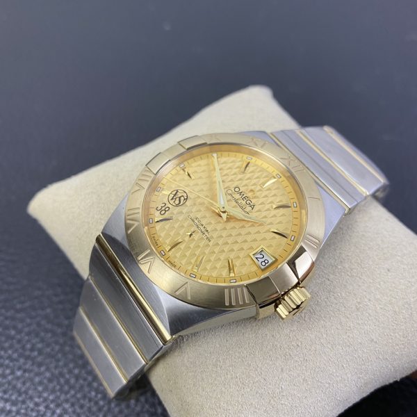 VS Factory Omega Constellation 38mm Two-Tone Yellow Gold Textured Dial (123.20.38.21.08.001) 1:1 Super Clone – DD8500 Movement