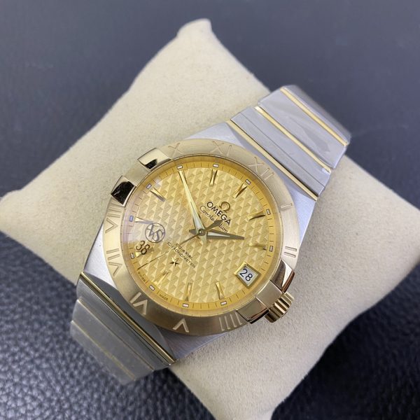 VS Factory Omega Constellation 38mm Two-Tone Yellow Gold Textured Dial (123.20.38.21.08.001) 1:1 Super Clone – DD8500 Movement