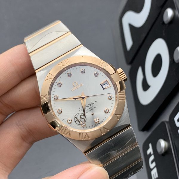 VS Factory Omega Constellation 38mm Two-Tone Rose Gold Diamond Dial (123.20.38.21.52.001) 1:1 Super Clone – DD8500 Movement