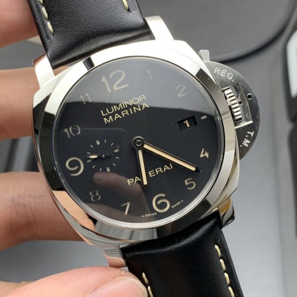 VS Factory Panerai Luminor Marina 1950 Matte Black Dial Luminous Arabic Numerals Black Calfskin Leather StrapPAM00359 1:1 Super Clone – DDP.9000 Movement