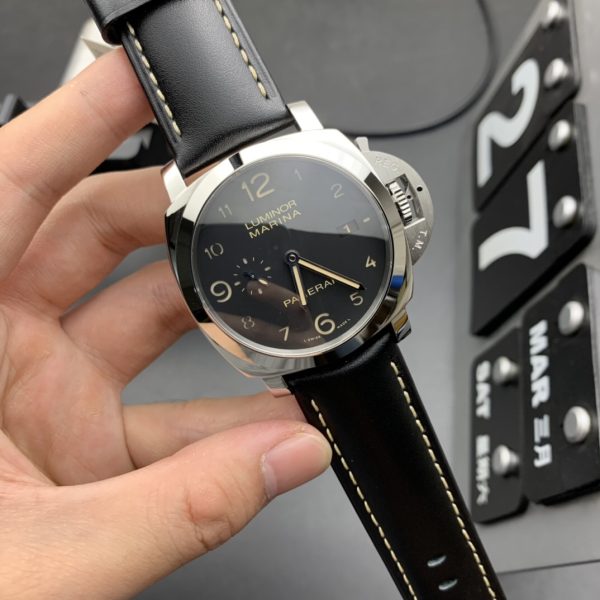 VS Factory Panerai Luminor Marina 1950 Matte Black Dial Luminous Arabic Numerals Black Calfskin Leather StrapPAM00359 1:1 Super Clone – DDP.9000 Movement