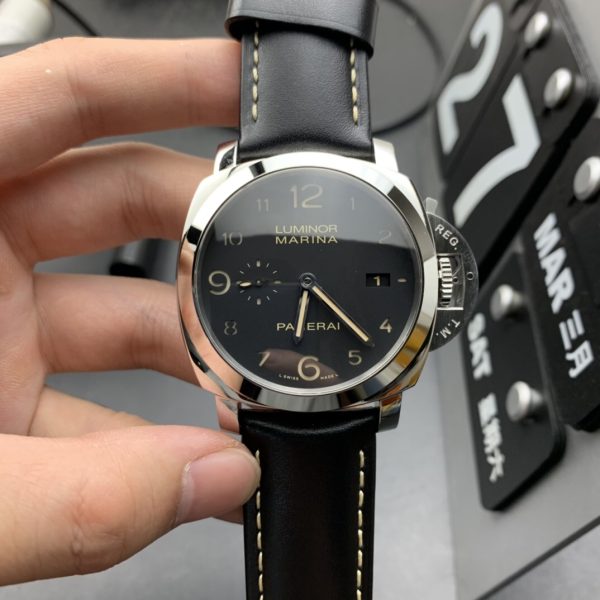 VS Factory Panerai Luminor Marina 1950 Matte Black Dial Luminous Arabic Numerals Black Calfskin Leather StrapPAM00359 1:1 Super Clone – DDP.9000 Movement