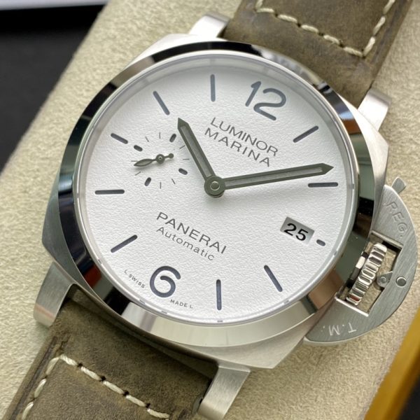 VS Factory Panerai Luminor Marina 42mm White Dial Luminous Arabic Numerals Green Leather Strap Smooth Bezel(PAM01394) 1:1 Super Clone – DDP.9010 Movement