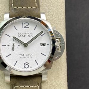 VS Factory Panerai Luminor Marina 42mm White Dial Luminous Arabic Numerals Green Leather Strap Smooth Bezel(PAM01394) 1:1 Super Clone – DDP.9010 Movement