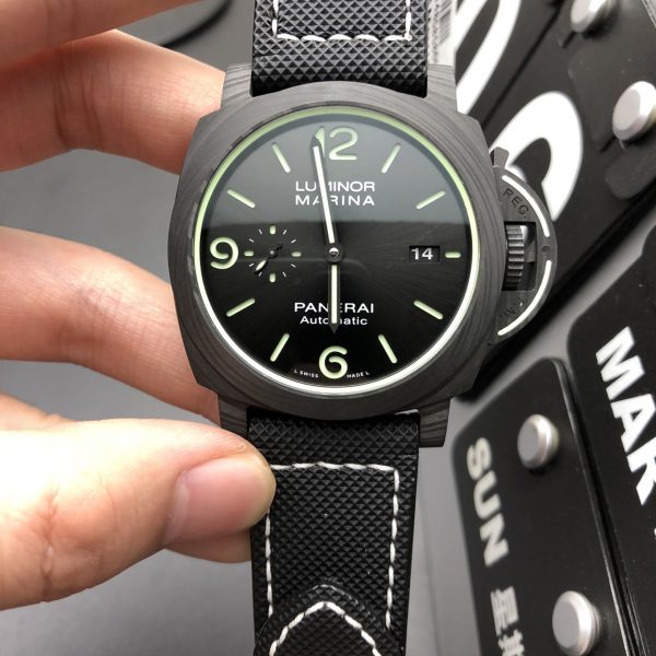VS Factory Panerai Luminor Marina 44mm Black Dial Luminous Arabic Numerals Black Sportech Strap Smooth Bezel(PAM01118) 1:1 Super Clone – DDP.9010 Movement