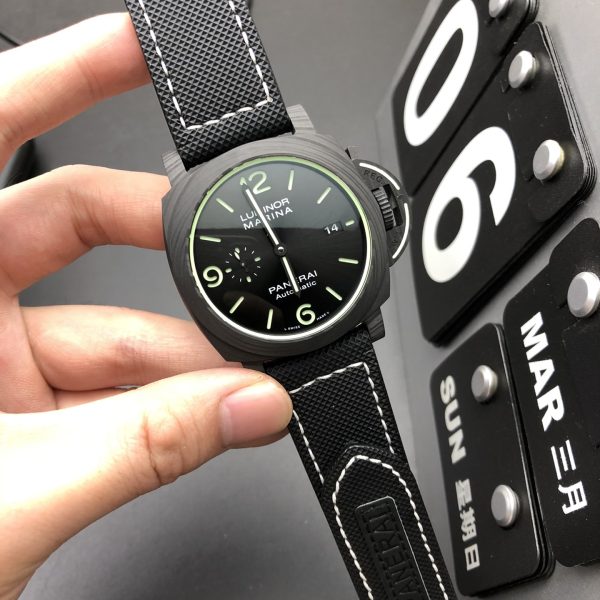 VS Factory Panerai Luminor Marina 44mm Black Dial Luminous Arabic Numerals Black Sportech Strap Smooth Bezel(PAM01118) 1:1 Super Clone – DDP.9010 Movement
