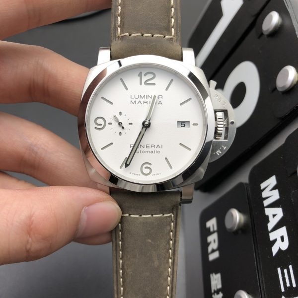 VS Factory Panerai Luminor Marina 44mm White Dial Distressed Luminous Arabic Numerals Brown Leather Strap(PAM01314)1:1 Super Clone – DDP.9010 Movement