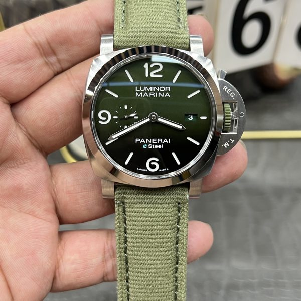 VS Factory Panerai Luminor Marina 44mm “Verde Smeraldo”Emerald Green Vertical Gradient Sandwich Dial Green Canvas Strap (PAM01356) 1:1 Super Clone – DDP.9010 Movement
