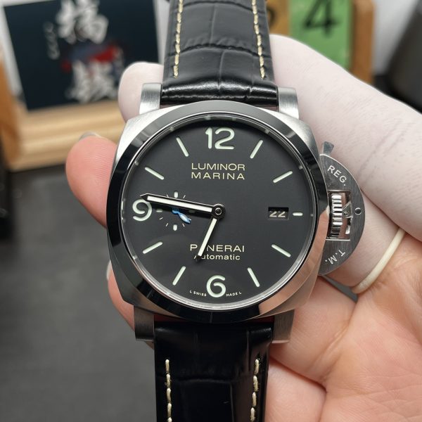 VS Factory Panerai Luminor Marina 44mm Black Dial Luminous Arabic Numerals Black Leather Strap (PAM01312)1:1 Super Clone – DDP.9010 Movement