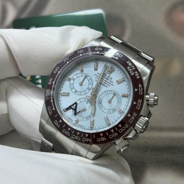 VS Factory Rolex Cosmograph Daytona 40mm Platinum Ice Blue Baguette Diamond Dial (116506) 1:1 Super Clone – DD4130 Movement