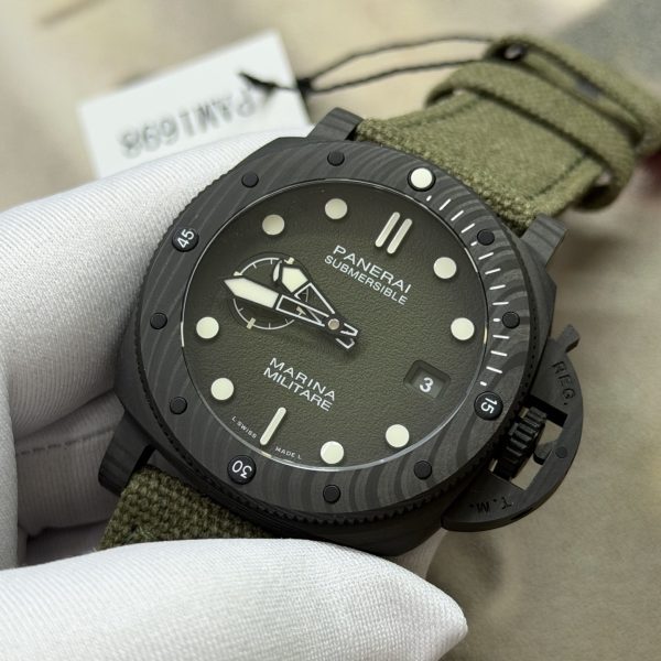 VS Factory Panerai Submersible Marina Militare Carbotech 44mm Green Gradient Dial (PAM01698) 1:1 Super Clone – DDP.900 Movement
