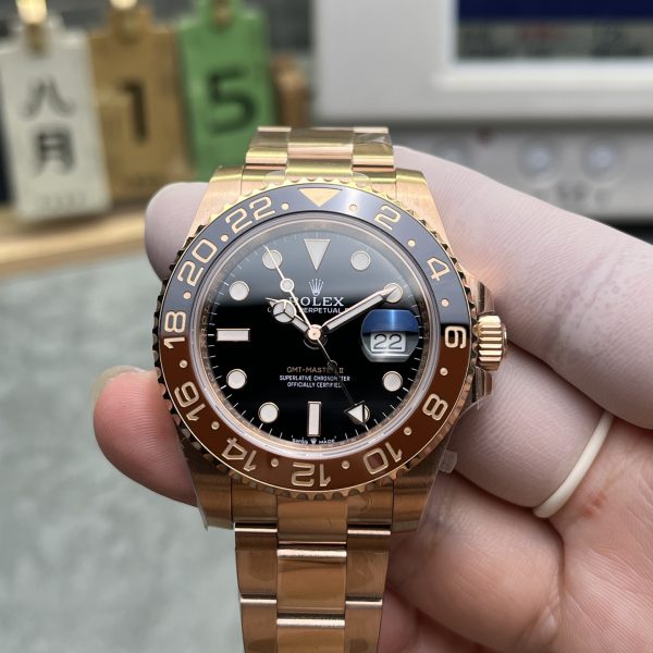 VS Factory Rolex GMT-Master II 40mm “Root Beer” Full Rose Gold (126715CHNR) 1:1 Super Clone – DD3285 Movement