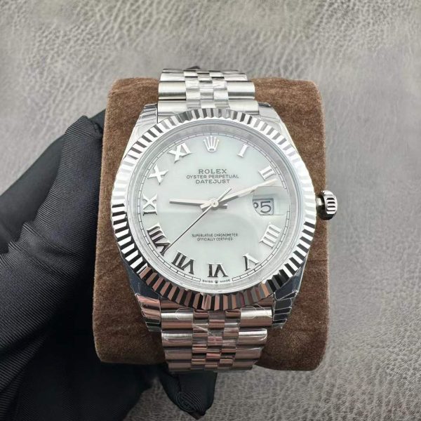 VS Factory Rolex Datejust 41 White Roman Dial Jubilee Bracelet (126334) 1:1 Super Clone – DD3235 Movement