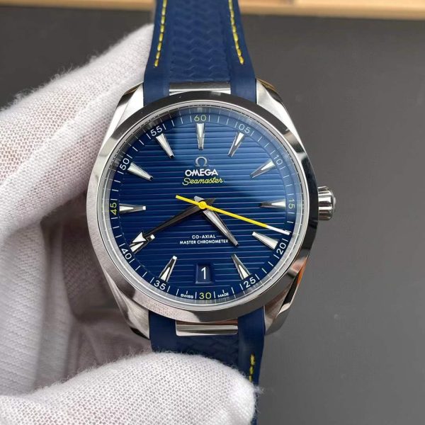 VS Factory Omega Seamaster Aqua Terra 150M 41mm Blue Dial Smooth Bezel Yellow Seconds Hand (220.12.41.21.03.009) 1:1 Super Clone – Dandong 8900 Movement