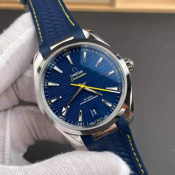 VS Factory Omega Seamaster Aqua Terra 150M 41mm Blue Dial Smooth Bezel Yellow Seconds Hand (220.12.41.21.03.009) 1:1 Super Clone – Dandong 8900 Movement