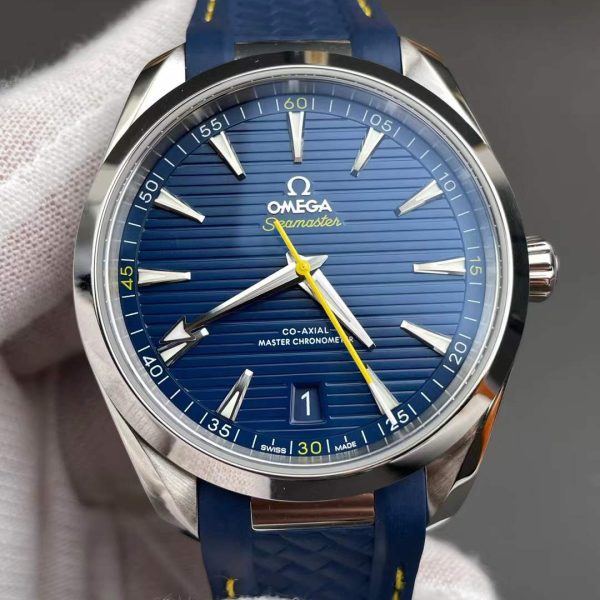 VS Factory Omega Seamaster Aqua Terra 150M 41mm Blue Dial Smooth Bezel Yellow Seconds Hand (220.12.41.21.03.009) 1:1 Super Clone – Dandong 8900 Movement