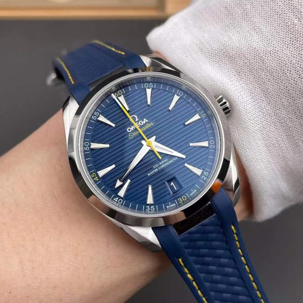 VS Factory Omega Seamaster Aqua Terra 150M 41mm Blue Dial Smooth Bezel Yellow Seconds Hand (220.12.41.21.03.009) 1:1 Super Clone – Dandong 8900 Movement