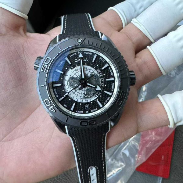 VS Factory Omega Seamaster Planet Ocean 600M Worldtimer “Stealth Black” Custom (220.92.43.22.99.001)1:1 Super Clone – DD Caliber 8938