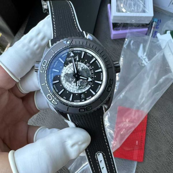 VS Factory Omega Seamaster Planet Ocean 600M Worldtimer “Stealth Black” Custom (220.92.43.22.99.001)1:1 Super Clone – DD Caliber 8938