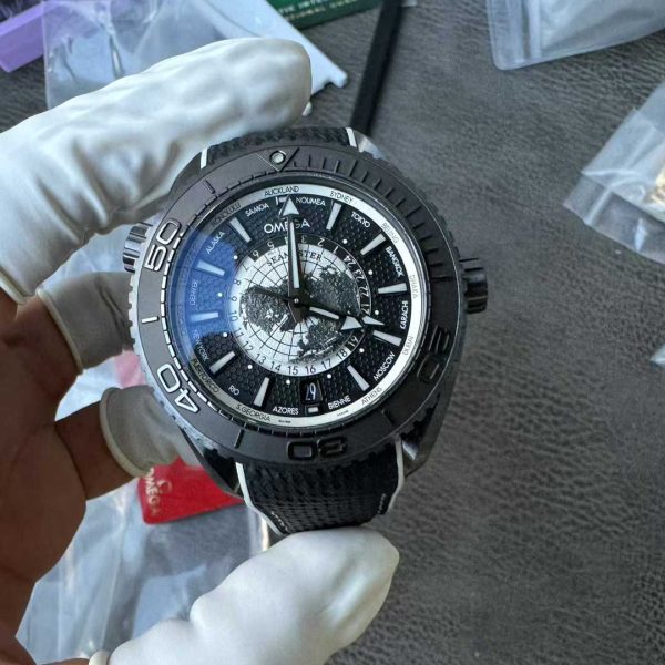 VS Factory Omega Seamaster Planet Ocean 600M Worldtimer “Stealth Black” Custom (220.92.43.22.99.001)1:1 Super Clone – DD Caliber 8938