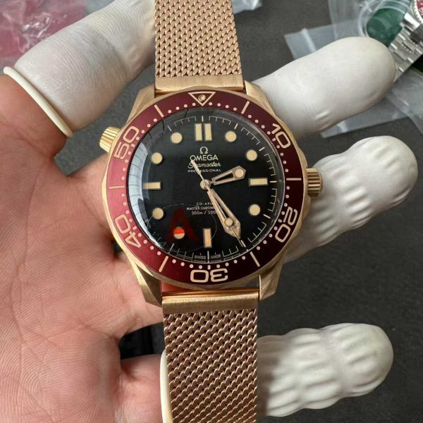 VS Factory Omega Seamaster Diver 300M 007 “No Time To Die” Matte Tropical Brown/Black Dial Titanium Mesh Bracelet(210.90.42.20.01.003) 1:1 Super Clone – 8806 Movement
