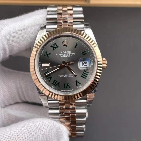 VS Factory Rolex Datejust 41 Slate Grey”Wimbledon”Two-Tone Everose Gold (126331) 1:1 Super Clone – DD3235 Movement