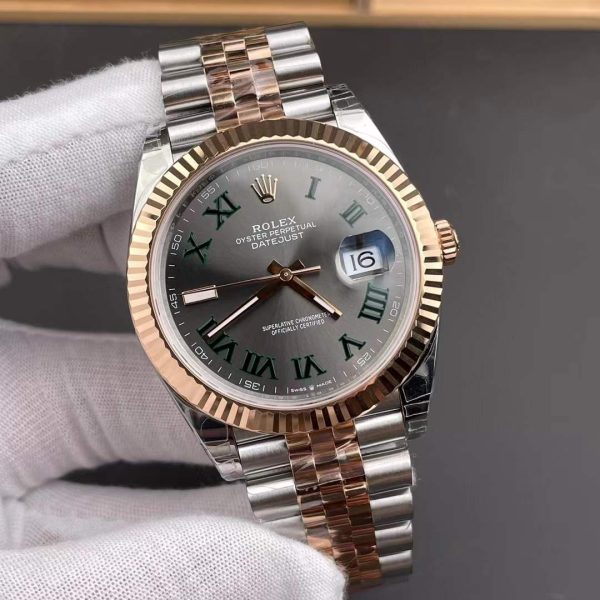 VS Factory Rolex Datejust 41 Slate Grey”Wimbledon”Two-Tone Everose Gold (126331) 1:1 Super Clone – DD3235 Movement
