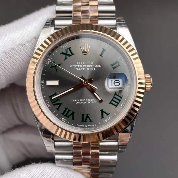 VS Factory Rolex Datejust 41 Slate Grey”Wimbledon”Two-Tone Everose Gold (126331) 1:1 Super Clone – DD3235 Movement