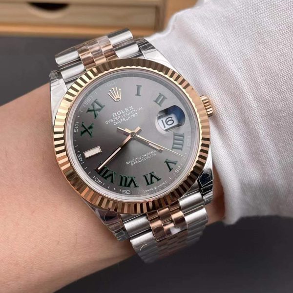 VS Factory Rolex Datejust 41 Slate Grey”Wimbledon”Two-Tone Everose Gold (126331) 1:1 Super Clone – DD3235 Movement