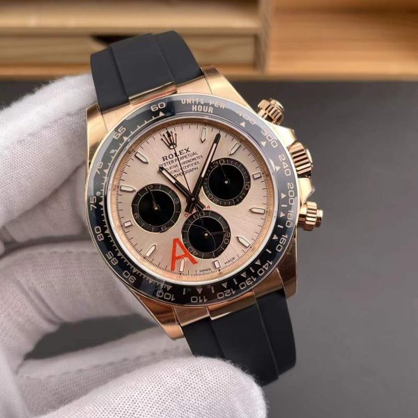 VS Factory Rolex Cosmograph Daytona 40mm Sundust Dial Everose Gold Rubber Strap (126515LN) 1:1 Super Clone – DD4131 Movement