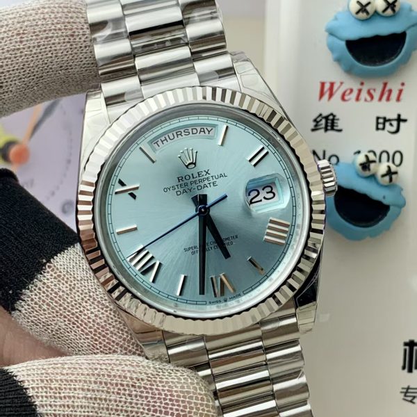 VS Factory Rolex Day-Date 40 Platinum Ice Blue Dial (228236) 1:1 Super Clone – DD3255 Movement