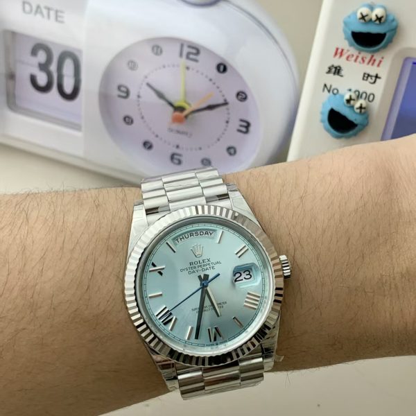 VS Factory Rolex Day-Date 40 Platinum Ice Blue Dial (228236) 1:1 Super Clone – DD3255 Movement